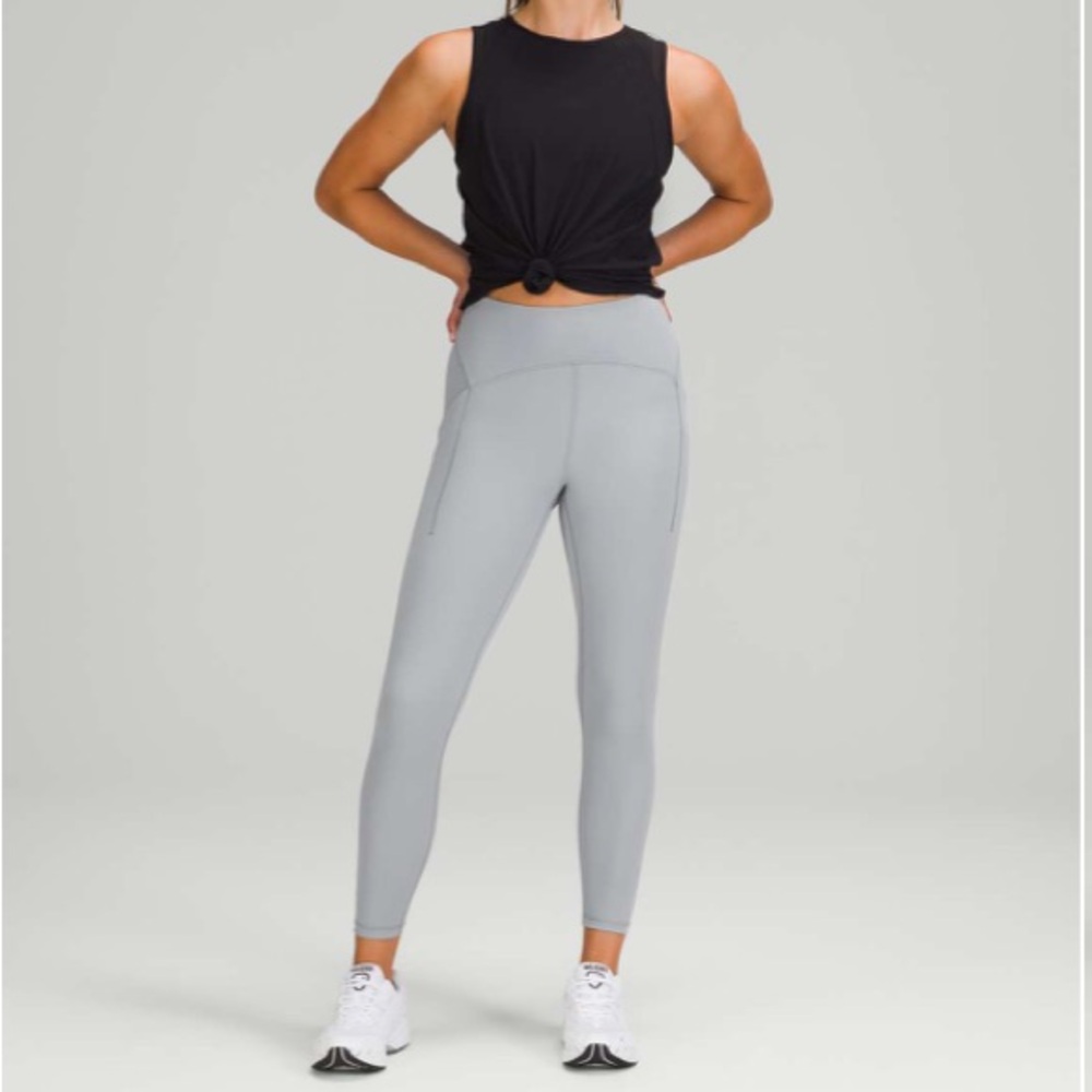 Lululemon Power Thru 28” silver / gray leggings